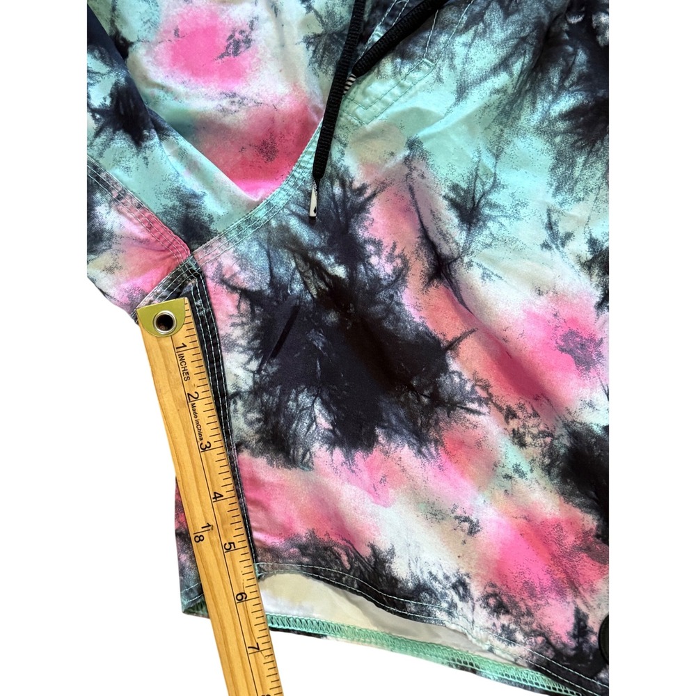 Volcom Mens Tie Dye Swim Trunks Pink Teal Black Unlined Board Shorts Size M - Picture 9 of 9